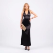 The Midnight Muse Halter Gown - Fluid Satin-Finish - Black
