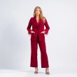 The Iconic Rouge Set - Feather-Cuff Blazer &amp; Trousers - Burgundy