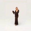 The Noir Truffle Dress - V-Neck Fishtail - Brown