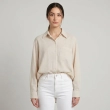 Women's Regular Striped Shirt - Effortless Casual &amp; Smart-Casual Wear - Beige