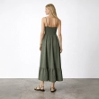 Women's Regular Casual Chic Midi Dress - Summer Spaghetti Straps and Ruffle Hem - Olive Green