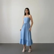 Women's Regular Casual Chic Midi Dress - Summer Spaghetti Straps and Ruffle Hem - Powder Blue