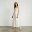 Women's Regular Casual Chic Maxi Dress - Smocked Bodice and Tiered Skirt - White
