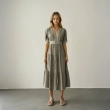 Women's Regular Feminine Chic Dress - Intricate Lace Detailing and Button Front -Sage Green