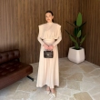Women's Sleek Long Dress - Evening Wear and Formal Events - Beige