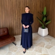 Women's Sleek Long Dress - Evening Wear and Formal Events - Navy Blue