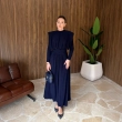 Women's Sleek Long Dress - Evening Wear and Formal Events - Navy Blue
