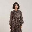 Women's Flowing Maxi Dress With Fabric Belt- Evening Events and Formal Gatherings - Brown