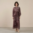 Women's Flowing Maxi Dress With Fabric Belt- Evening Events and Formal Gatherings - Brown