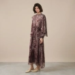 Women's Flowing Maxi Dress With Fabric Belt- Evening Events and Formal Gatherings - Brown