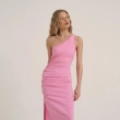 Women's Slim One-Shoulder Dress - Cocktail Party &amp; Evening Glam Wear - Light Pink