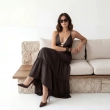 Women's Premium Evening Tiered V - Neck Sleeveless Maxi Dress &mdash; High - End Soir&eacute;es, Luxury Resort Wear &amp; Coastal Galas  - Brown