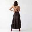 Women's Premium Evening Tiered V - Neck Sleeveless Maxi Dress &mdash; High - End Soir&eacute;es, Luxury Resort Wear &amp; Coastal Galas  - Brown