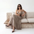 Women's Premium Evening Tiered V - Neck Sleeveless Maxi Dress &mdash; High - End Soir&eacute;es, Luxury Resort Wear &amp; Coastal Galas  - Beige
