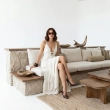 Women's Premium Evening Tiered V - Neck Sleeveless Maxi Dress &mdash; High - End Soir&eacute;es, Luxury Resort Wear &amp; Coastal Galas  - Cream