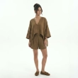 Women's Premium V - Neck Short - Sleeve Top &mdash; Casual Luxury Resort Wear, Daytime Gatherings &amp; Summer Escapes  - Brown