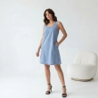 Women's Premium Denim Sleeveless Scoop Neck Short Dress &mdash; Daytime Socials, Weekend Outings &amp; Chic Streetwear  - Light Blue Denim