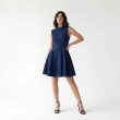 Women's Premium Denim Sleeveless Scoop Neck Short Dress &mdash; Daytime Socials, Weekend Outings &amp; Chic Streetwear  - Dark Blue Denim