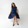 Women's Premium Denim Sleeveless Scoop Neck Short Dress &mdash; Daytime Socials, Weekend Outings &amp; Chic Streetwear  - Dark Blue Denim