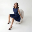 Women's Premium Denim Sleeveless Scoop Neck Short Dress &mdash; Daytime Socials, Weekend Outings &amp; Chic Streetwear  - Dark Blue Denim