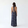 Women's Premium Polka Dot Halter - Neck Sleeveless Maxi Dress &mdash; Coastal Galas, Luxury Resort Wear &amp; Sunset Soir&eacute;es  - Navy Blue