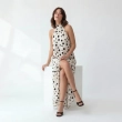 Women's Premium Polka Dot Halter - Neck Sleeveless Maxi Dress &mdash; Coastal Galas, Luxury Resort Wear &amp; Sunset Soir&eacute;es  - Beige