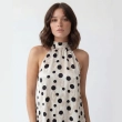 Women's Premium Polka Dot Halter - Neck Sleeveless Maxi Dress &mdash; Coastal Galas, Luxury Resort Wear &amp; Sunset Soir&eacute;es  - Beige