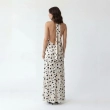 Women's Premium Polka Dot Halter - Neck Sleeveless Maxi Dress &mdash; Coastal Galas, Luxury Resort Wear &amp; Sunset Soir&eacute;es  - Beige