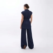 Women's Premium Denim Sleeveless Belted Denim Waistcoat Vest With Fabric Belt &mdash; Daytime Socials, Weekend Outings &amp; Chic Streetwear  - Dark Blue Denim