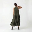 Women's Premium Sleeveless Tiered Maxi Dress Evening Gown &mdash; Coastal Galas, Luxury Resort Wear &amp; Sunset Soir&eacute;es  - Olive Green