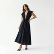 Women's Premium Evening Gown &mdash; Cutout Tie Waist Maxi Dress &mdash; Coastal Galas, Luxury Resort Wear &amp; Sunset Soir&eacute;es - Black
