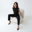 Women's Premium Sleeveless Button - Up Utility Jumpsuit &mdash; Daytime Socials, Urban Escapes &amp; Modern Evening Elegance  - Black