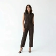 Women's Premium Sleeveless Button - Up Utility Jumpsuit &mdash; Daytime Socials, Urban Escapes &amp; Modern Evening Elegance  - Brown