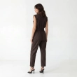 Women's Premium Sleeveless Button - Up Utility Jumpsuit &mdash; Daytime Socials, Urban Escapes &amp; Modern Evening Elegance  - Brown