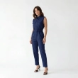 Women's Premium Sleeveless Button - Up Utility Jumpsuit &mdash; Daytime Socials, Urban Escapes &amp; Modern Evening Elegance  - Navy Blue