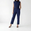 Women's Premium Sleeveless Button - Up Utility Jumpsuit &mdash; Daytime Socials, Urban Escapes &amp; Modern Evening Elegance  - Navy Blue