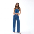 Women's Premium Denim High - Waist Wide - Leg Jeans Trousers &mdash; Daytime Socials, Weekend Outings &amp; Chic Streetwear  - Blue Denim