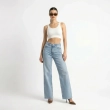 Women's Premium Denim High - Waist Wide - Leg Frayed Jeans Trousers &mdash; &mdash; Daytime Socials, Weekend Outings &amp; Chic Streetwear - Light Blue Denim