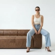 Women's Premium Denim High - Waist Wide - Leg Frayed Jeans Trousers &mdash; &mdash; Daytime Socials, Weekend Outings &amp; Chic Streetwear - Light Blue Denim