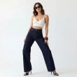 Women's Premium DenimHigh - Waist Wide - Leg Jeans Trousers &mdash; Daytime Socials, Weekend Outings &amp; Chic Streetwear  - Dark Blue Denim