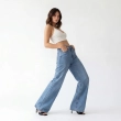 Women's Premium Denim High - Waist Wide - Leg Jeans Trousers &mdash; Daytime Socials, Weekend Outings &amp; Chic Streetwear  - Light Blue Denim