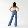 Women's Premium Denim High - Waist Wide - Leg Jeans Trousers &mdash; Daytime Socials, Weekend Outings &amp; Chic Streetwear  - Light Blue Denim
