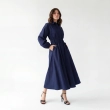 Women's Premium Shirt Long - Sleeve Button - Up Maxi Dress &mdash; Daytime Socials, Luxury Resort Lounging &amp; Summer Escapes  - Navy Blue