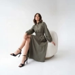 Women's Premium Shirt Long - Sleeve Button - Up Maxi Dress &mdash; Daytime Socials, Luxury Resort Lounging &amp; Summer Escapes  - Olive Green