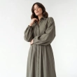 Women's Premium Shirt Long - Sleeve Button - Up Maxi Dress &mdash; Daytime Socials, Luxury Resort Lounging &amp; Summer Escapes  - Olive Green