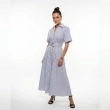 Women's Premium Shirt Short - Sleeve Striped Maxi DressWith Fabric Belt &mdash; Daytime Socials, Luxury Resort Lounging &amp; Summer Escapes  - Washington Striped Blue