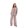 Women's Premium Co - ord Set &mdash; Long - Sleeve Button - Up Shirt &amp; Wide - Leg Trousers &mdash; Casual Luxury Resort Wear &amp; Lounge Elegance  - San Jose Beige