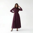 Women's Premium Shirt Long - Sleeve Button - Up Maxi Dress With Fabric Belt &mdash; Daytime Socials, Luxury Resort Wear &amp; Modern Evening Elegance  - Burgundy