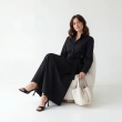 Women's Premium Shirt Long - Sleeve Maxi Dress With Fabric Belt &mdash; Daytime Socials, Luxury Resort Lounging &amp; Summer Escapes - Black