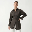 Women's Premium Casual Long - Sleeve Button - Up Shirt With Fabric Belt&mdash; Luxury Lounging, Daytime Socials &amp; Summer Escapes  - Brown